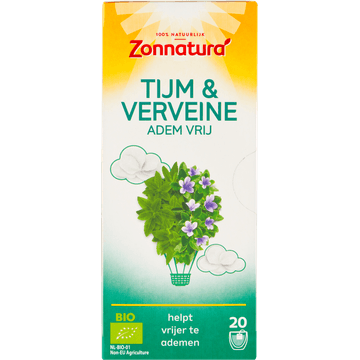 Zonnatura Tijm & Verveine Adem Vrij Kruideninfusie 20 Zakjes 35 g