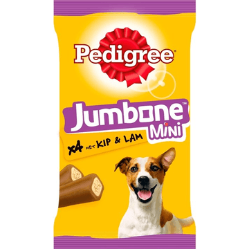 Pedigree Jumbone Mini Kauwstaaf - Kip & Lam - Hondensnack - 4 Stuks
