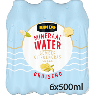 Jumbo Mineraalwater Gember Citroengras Smaak Bruisend 6 x 500 ml