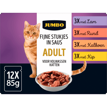 Jumbo Kat Fijne Stukjes in Saus Adult 12 x 85 g