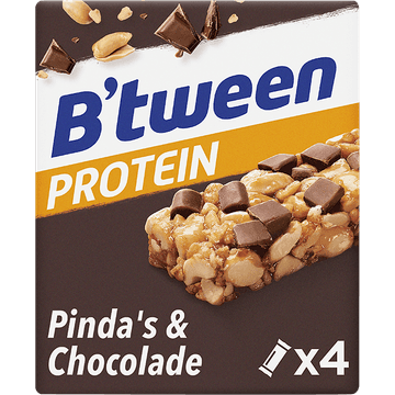 B'tween Protein Pinda's & Chocolade 4 x 24g