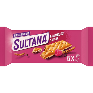 Sultana Fruitbiscuit Framboos Smaak 5 Stuks 218 g
