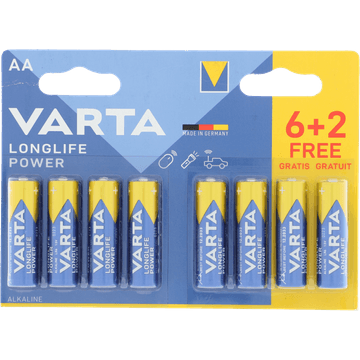 Varta Longlife Power AA 6+2 Stuks