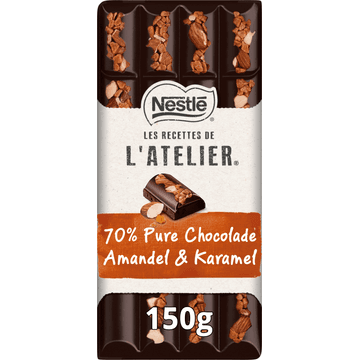 Les Recettes de l'Atelier 70% Noir Intense Amandel & Karamel 150 g