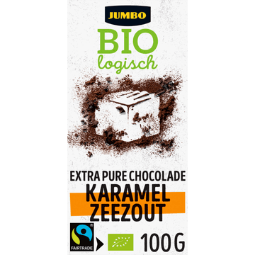 Jumbo Biologisch Extra Pure Chocolade Karamel Zeezout 100 g