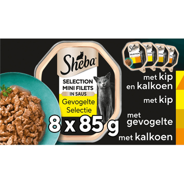 Sheba kattenvoer Mini Filets - Adult - Natvoer - Gevogelte in Saus - kuipjes 8 x 85g
