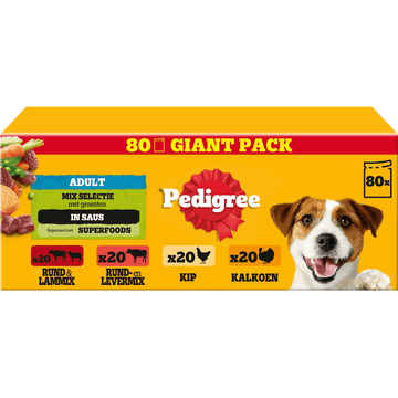 Pedigree Adult Maaltijdzakjes - Mix Selectie in saus - Hondenvoer - 80 x 100 g