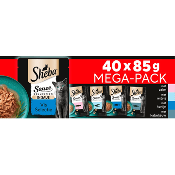 Sheba Kattenvoer Sauce Collection - Natvoer - Vis Selectie in Saus - 40 x 85g Voordeelverpakking