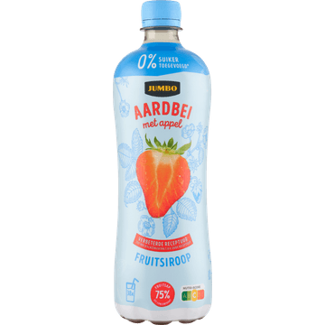 Jumbo Fruitsiroop Aardbei met Appel 0% Suiker Toegevoegd 750ML