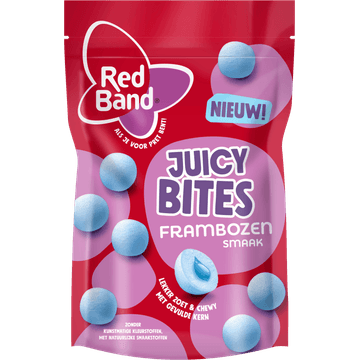Red Band Juicy Bites Frambozen smaak 145 g