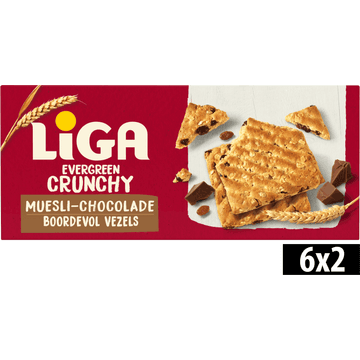 Liga Evergreen Muesli Chocolade 6x2 biscuits 225 g