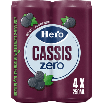 Hero Cassis Zero 4 x 250 ml