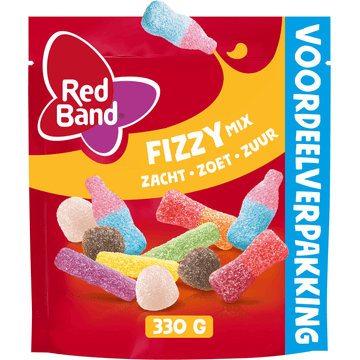Red Band Fizzy snoep Mix Zacht Zoet Zuur Voordeelverpakking 330 g