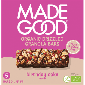 MadeGood Organic Drizzled Granola Bars Birthday Cake Flavour 5 x 24 g