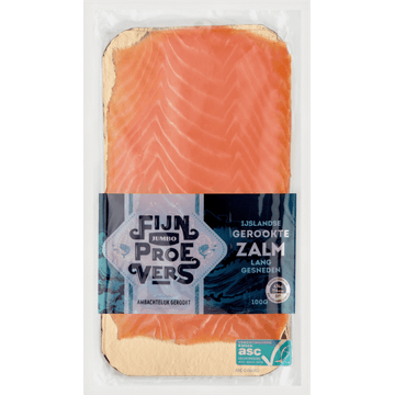 Jumbo Fijnproevers IJslandse Gerookte Zalm Lang Gesneden 100 g