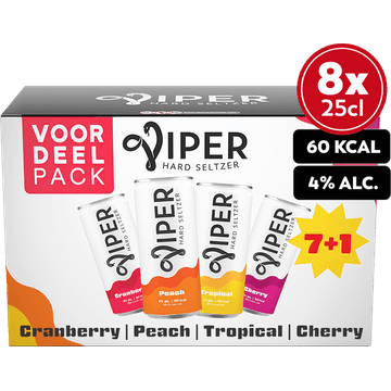 Viper Hard Seltzer Cherry / Tropical / Cranberry / Peach Multipack 8x250ML