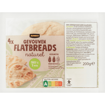Jumbo - Gevouwen Flatbreads Naturel - 4 Stuks