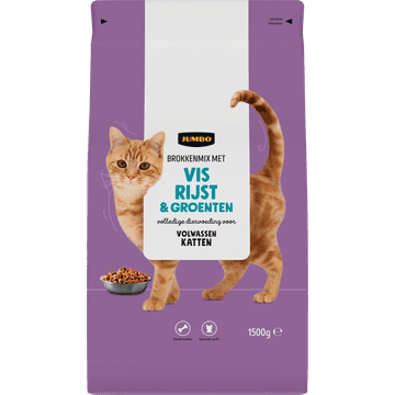 Jumbo Brokkenmix met Vis Rijst & Groenten Katten Volwassen 1,5 kg