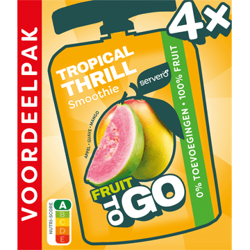 Servero Tropical Thrill Smoothie Fruit to Go Appel, Guave, Mango Voordeelpak 4 x 100 g