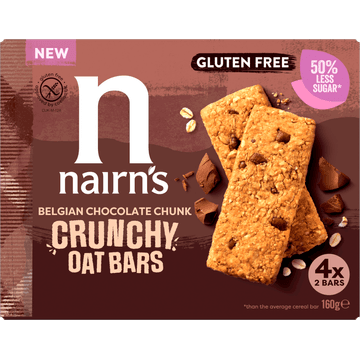 Nairn's Belgian Chocolate Chunk Crunchy Oat Bars Gluten Free 4 x 2 Stuks 160 g