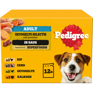 Pedigree Adult Gevogelte Selectie met Groenten in Saus 12 x 100 g