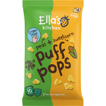 Ella's Kitchen Peas + Sweetcorn Puff Pops 4 x 9 g