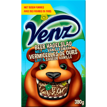 Venz Rimboe Beer Hagelslag Melk & Vanillesmaak 380 g