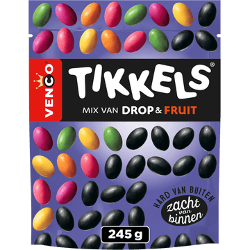 Venco Tikkels Mix van Drop & Fruit 245 g