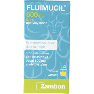 Fluimucil Bruistablet bij hoesten 600 mg, 6 stuks
