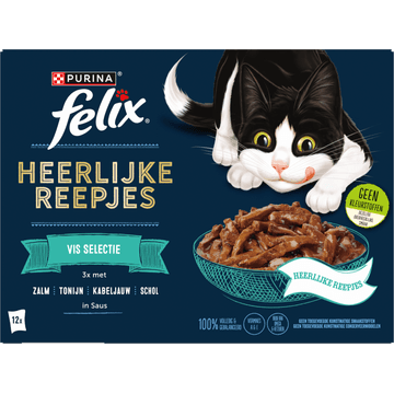 FELIX® Heerlijke Reepjes Vis Selectie Kattenvoer 12x80g