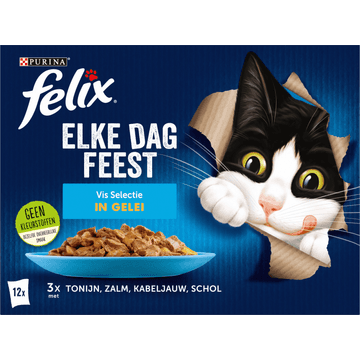 FELIX® Elke Dag Feest Vis Selectie in Gelei Kattenvoer 12x85g