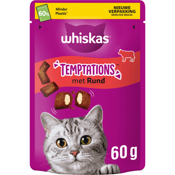 Whiskas Temptations Kattensnacks met Rund 60 g