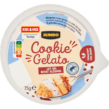 Jumbo Cookie Gelato 75 g - Bevat Alcohol