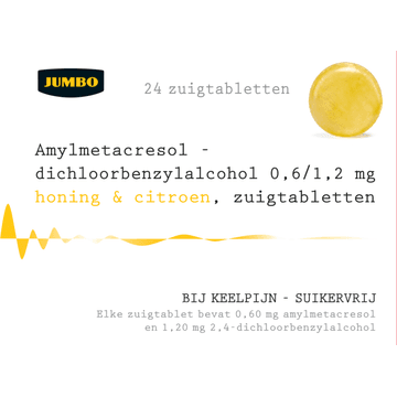 Jumbo Amylmetacresol Dichloorbenzylalcohol 0,6/1,2 mg Honing & Citroen Zuigtabletten 24 Stuks