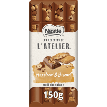 Nestlé L'Atelier Melkchocoladereep Hazelnoot & Biscuit 150 g