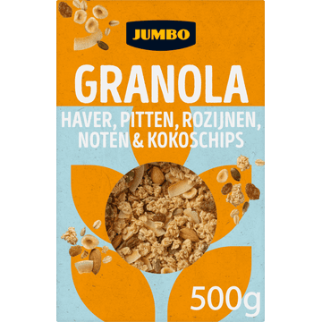 Jumbo Granola Haver, Pitten, Rozijnen, Noten & Kokoschips 500 g