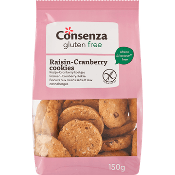 Consenza Gluten Free Rozijn-Cranberry Koekjes 150 g