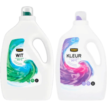 Jumbo Vloeibaar Wasmiddel Wit en Kleur 2 x 2,2L