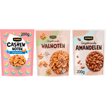 Jumbo Ongezouten Walnoten, Amandelen en Cashews
