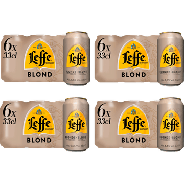 Leffe - Blond Belgisch Abdijbier - Blik - 4 x 6 x 330ML
