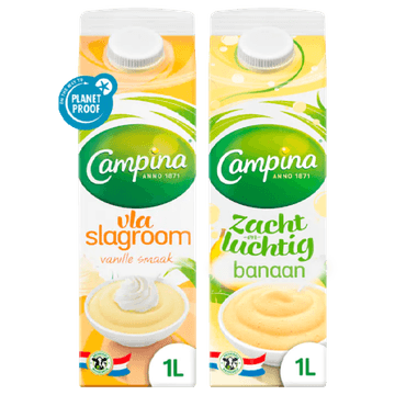 Campina Slagroomvla & Campina Vla Banaan
