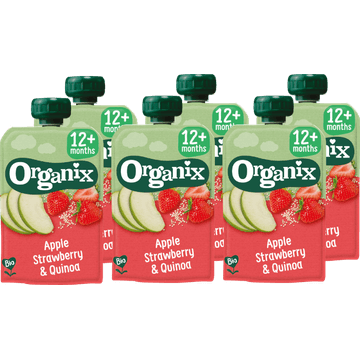 6 x Organix Knijpfruit appel, aardbei & quinoa 12mnd