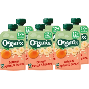 6 x Organix Knijpfruit Havermout, abrikoos & banaan 12mnd