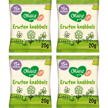 Olvarit Up! Erwten Knabbels 15+ maanden - bundel 4x20g