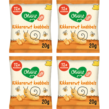 Olvarit Up! Kikkererwt Knabbels 12+ maanden - bundel 4x20g