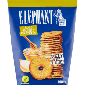 Elephant Baked Squeezed Pretzels Honey Mustard & Onion 160 g