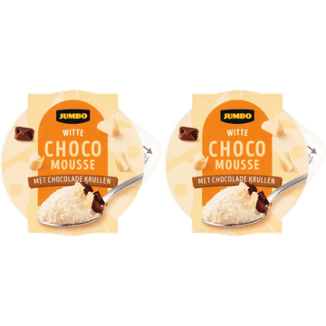 Jumbo Witte Choco Mousse met Chocolade Krullen 2 x 75g