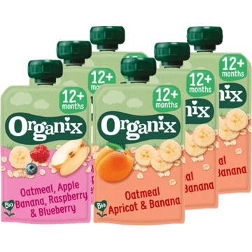 Organix Knijpfruit Oatmeal 12+m 2 Smaken Pakket 6 stuks