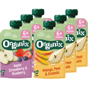 Organix Knijpfruit 6+m 2 Smaken Pakket 6 stuks