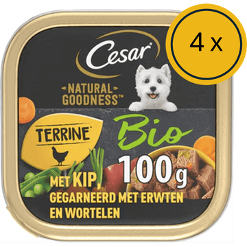 Cesar Natural Goodness - Nat Hondenvoer - Biologische Kip 4 x 100g